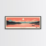 Lake George New York Framed Canvas Print, Panoramic Art, Midcentury Modern, Pop Art, Living Room Wall Art, Travel Poster, Lake House Decor