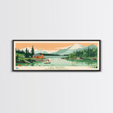 Lake Grandin Northwest Territories Framed Canvas Print, Panoramic Art, Midcentury Modern, Pop Art, Living Room Wall Art, Travel Poster, Lake House Decor