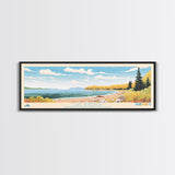 Lake Superior MinnesotaWisconsinMichigan Framed Canvas Print, Panoramic Wall Art, Midcentury Modern, Pop Art, Living Room Decor, Travel Poster, Lake House Art
