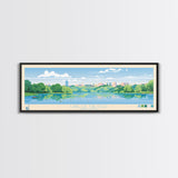 Lake of the Isles Minneapolis Framed Canvas Print, Panoramic Wall Art, Midcentury Modern, Pop Art, Living Room Decor, Travel Poster, Lake House Art