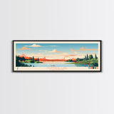 Montreal Lake, Saskatchewan Framed Canvas Print, Panoramic Wall Art, Midcentury Modern, Pop Art, Home Decor, Travel Poster, Living Room Art