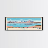 Overland Lake, Nevada Framed Canvas Print, Panoramic Wall Art, Midcentury Modern, Pop Art, Home Decor, Travel Poster, Bedroom Art