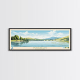 Spofford Lake, New Hampshire Framed Canvas Print, Lake House Art, Midcentury Modern Decor, Pop Art, Travel Poster, Living Room Wall Art