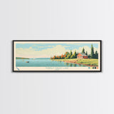 Turkey Creek Lake, Ohio Framed Canvas Print, Lake House Decor, Midcentury Modern Art, Pop Art, Travel Poster, Living Room Wall Art