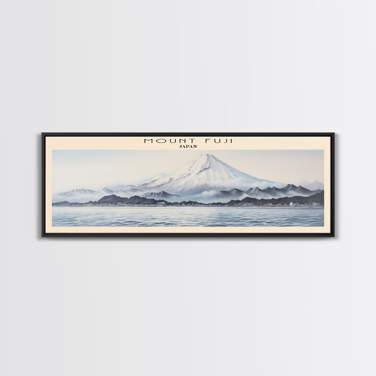 Mount Fuji Travel Art Framed Canvas Print, COUNTRY Wall Decor, Home Decor, Travel Poster, Vintage Wall Art, Watercolor Painting