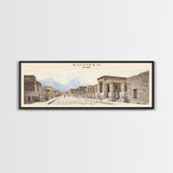 Pompeii Travel Art Framed Canvas Print, COUNTRY Wall Decor, Home Decor, Travel Poster, Vintage Wall Art, Watercolor Painting