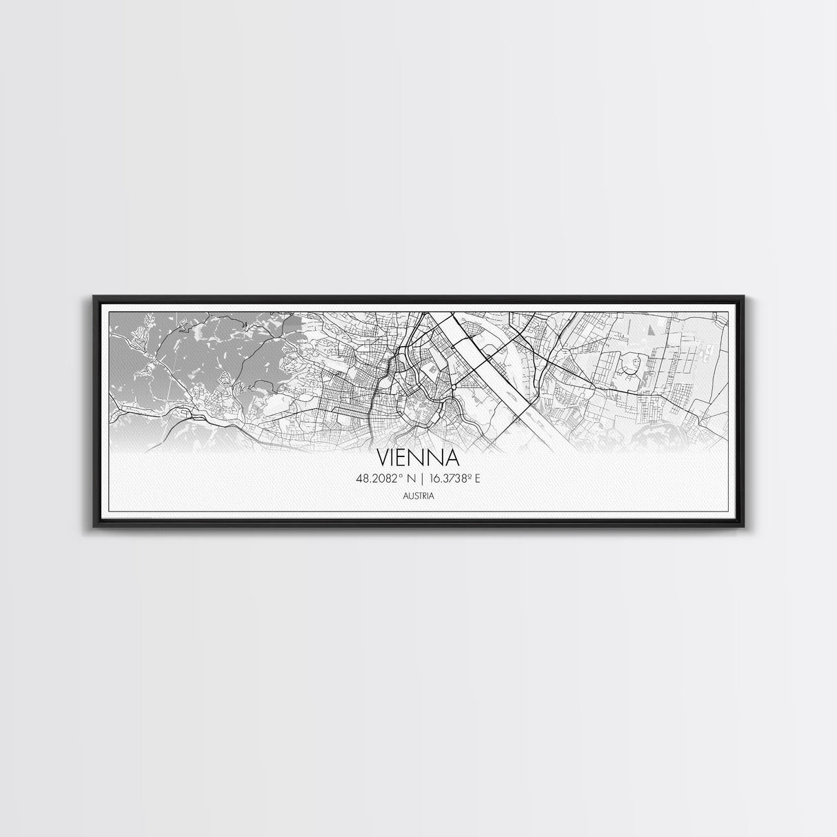 Panoramic Vienna City Map, Austria Art, Map Print, Minimalist Wall Art, Canvas Art, Housewarming Gift, Street Map Art, Closing Gift
