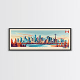 Calgary, Canada Panoramic Travel Poster Canvas Print, Calgary, Canada Painting, Canada Art, Calgary Travel Art, Living Room Painting