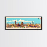 Centro, Mexico Panoramic Travel Poster Canvas Print, Centro, Mexico Painting, Mexico Art, Centro Travel Art, Guest Room Painting