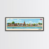 Chichester, England Panoramic Travel Poster Canvas Print, Chichester, England Painting, England Art, Chichester Panoramic Travel Art, Travel Painting