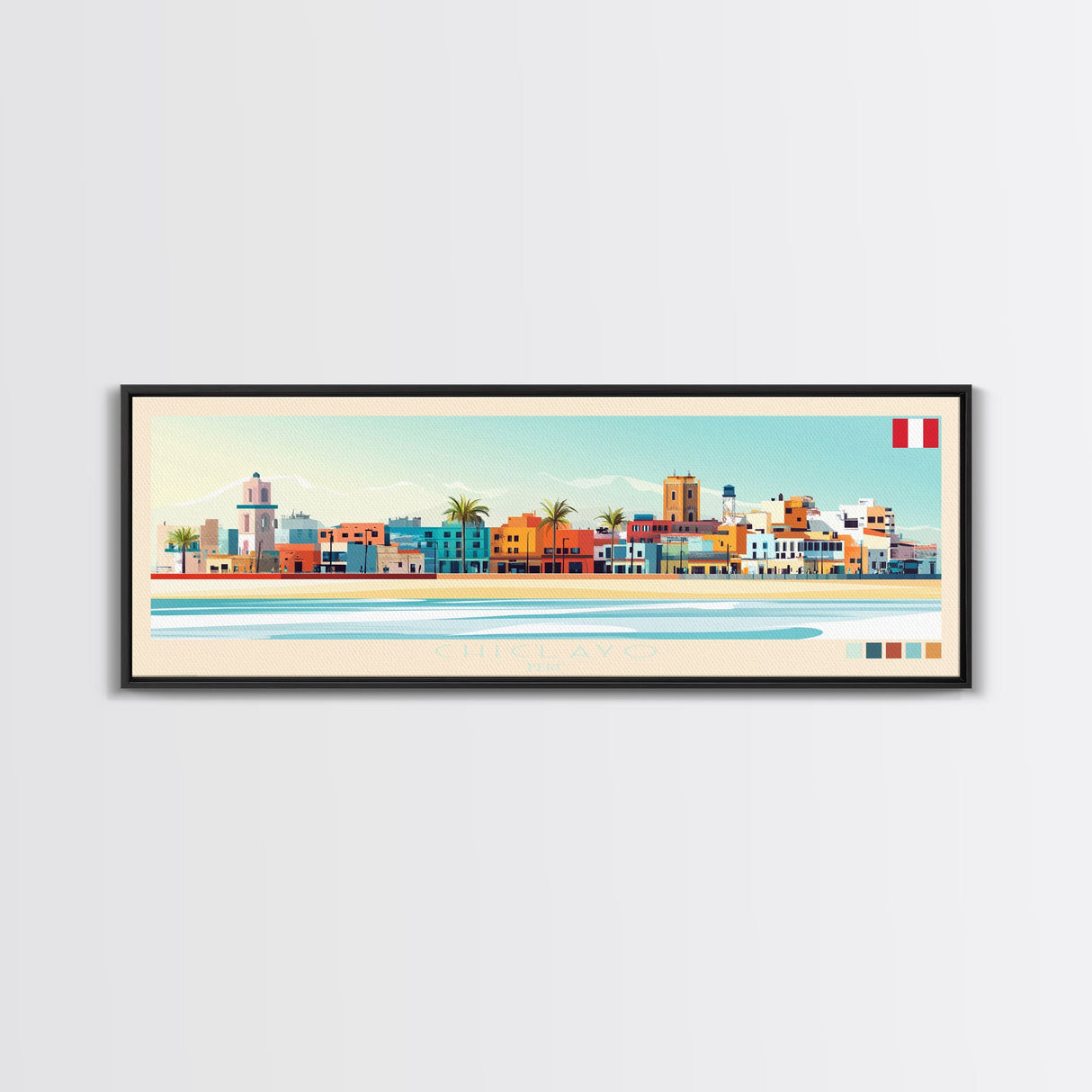 Chiclayo, Peru Panoramic Travel Poster Canvas Print, Chiclayo, Peru Painting, Peru Art, Chiclayo Travel Art, Guest Room Painting