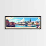 Cork, Ireland Panoramic Travel Poster Canvas Print, Cork, Ireland Painting, Ireland Art, Cork Travel Art, Living Room Painting