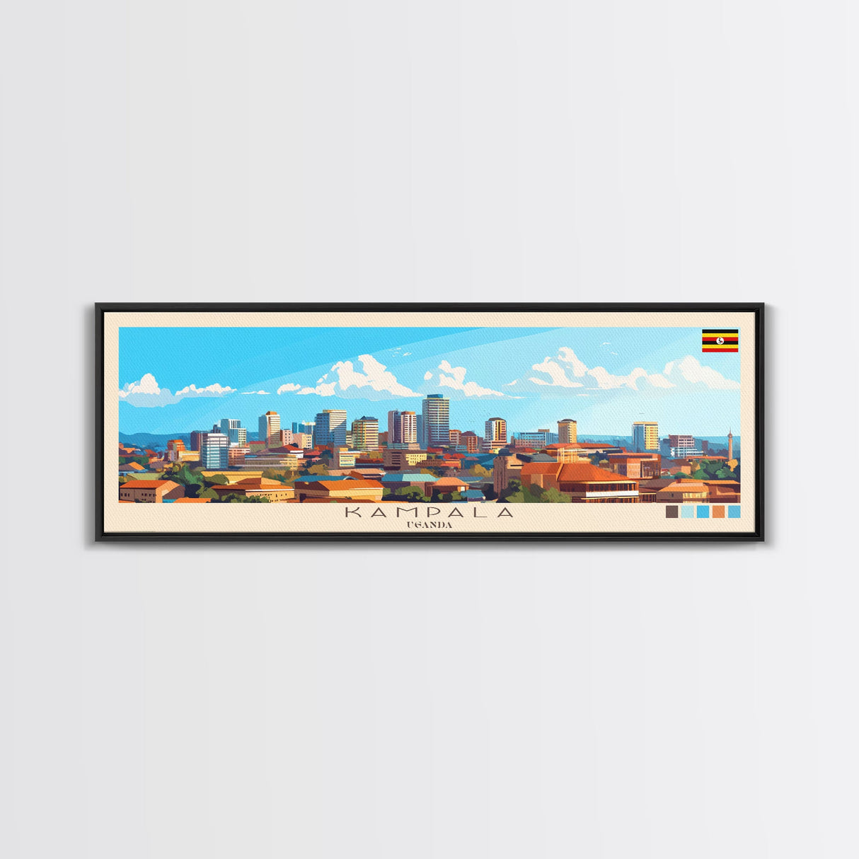 Kampala, Uganda Panoramic Travel Poster Canvas Print, Kampala, Uganda Painting, Uganda Art, Kampala Travel Art, Living Room Painting