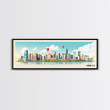 Kaohsiung, Taiwan Panoramic Travel Poster Canvas Print, Kaohsiung, Taiwan Painting, Taiwan Art, Kaohsiung Travel Art, Guest Room Painting