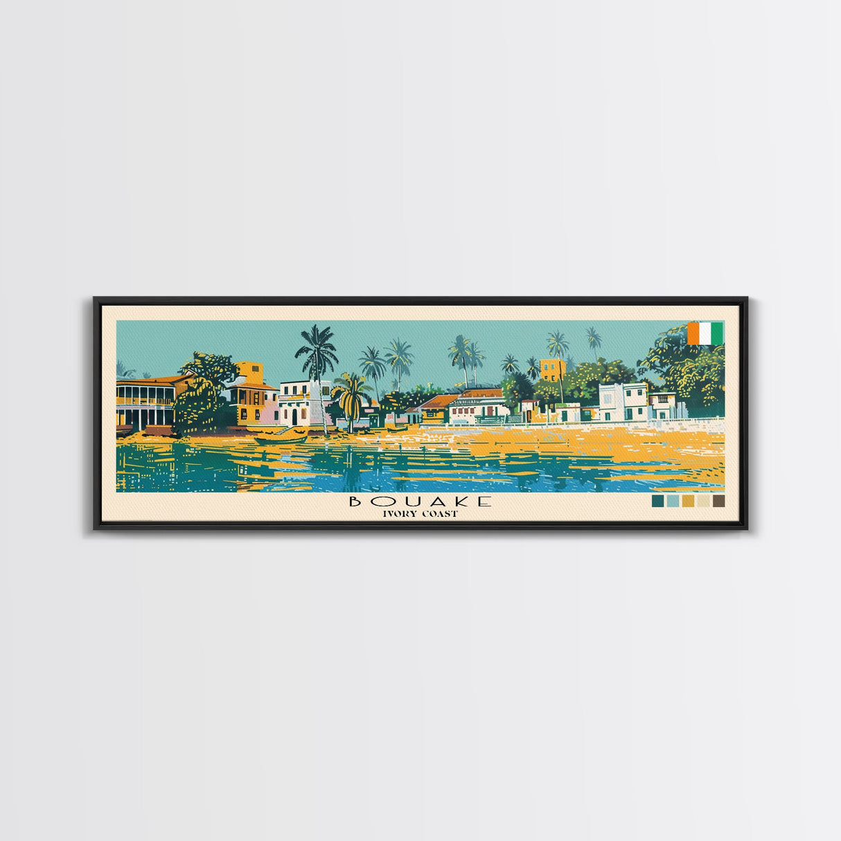 Bouake, Ivory Coast Panoramic Canvas Print, Bouake, Ivory Coast Painting, Ivory Coast Art, Bouake Travel Poster, Travel Art, Guest Room Painting