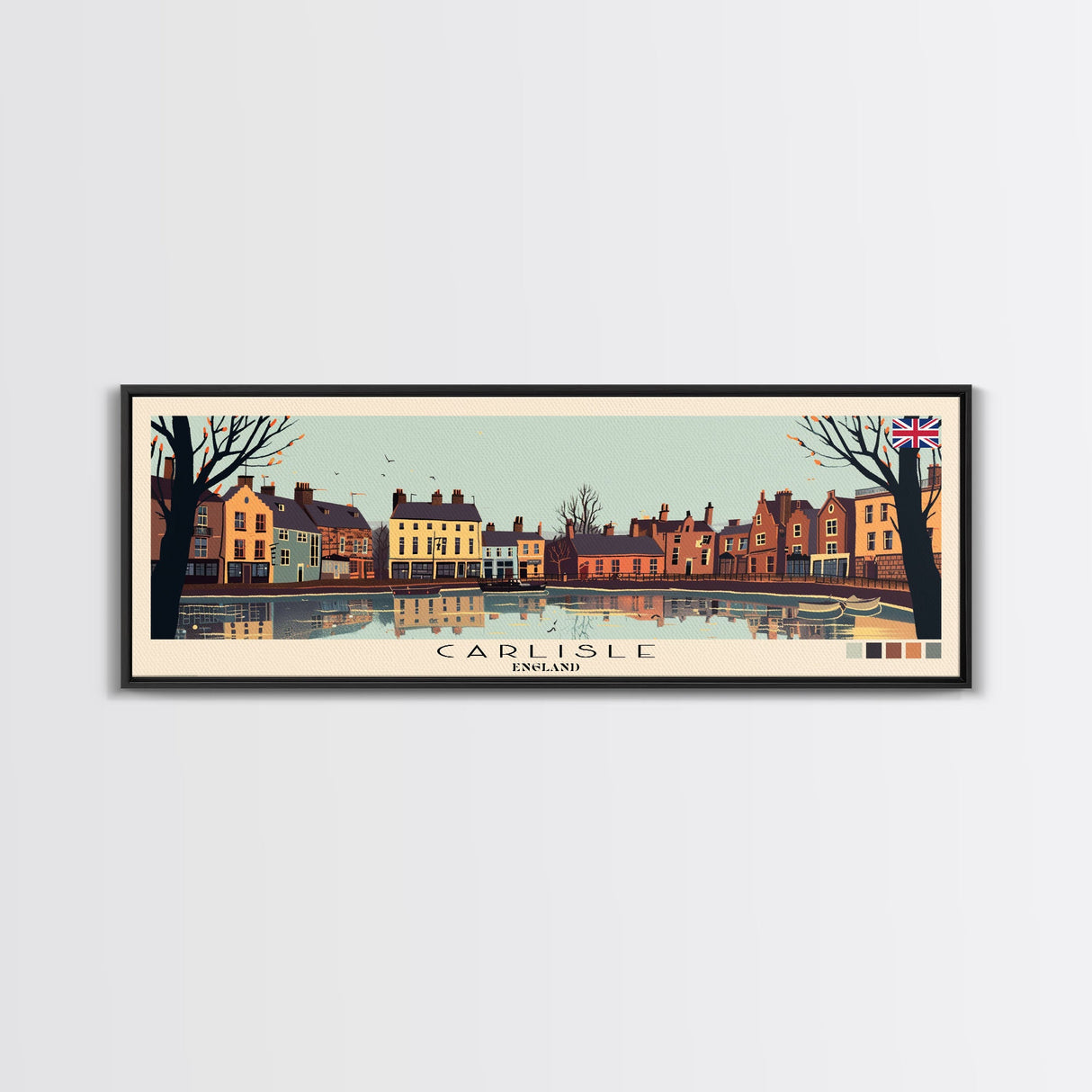 Carlisle, England Panoramic Canvas Print, Carlisle, England Painting, England Art, Carlisle Travel Poster, Travel Art, Vacation Gift