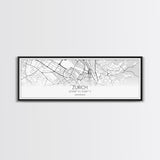 Panoramic Zurich City Map, Switzerland Art, Map Print, Minimalist Wall Art, Canvas Art, Housewarming Gift, Street Map Art, Closing Gift