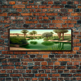Desert Oasis Watercolor Landscape Canvas Print - Perfect for Living Room, Bedroom, Panoramic Extra Wide Format Art