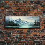 Mountain Lake Wall Art, Oil Landscape Painting On Canvas - Large Gallery Wrapped Canvas Wall Art Prints With/Without Floating Frames