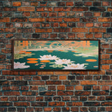 Japanese Style Zen Garden, Extra Large Wall Art, Framed Panoramic Canvas Print, Framed Wall Decor