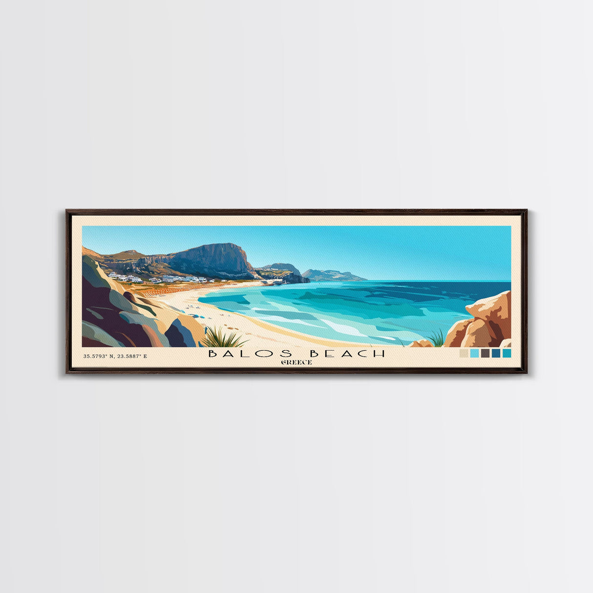 Balos Beach, Greece Panoramic Beach Print, Vacation Gift, Greece Wall Art, Beach Painting, Beach Decor, Beach Painting
