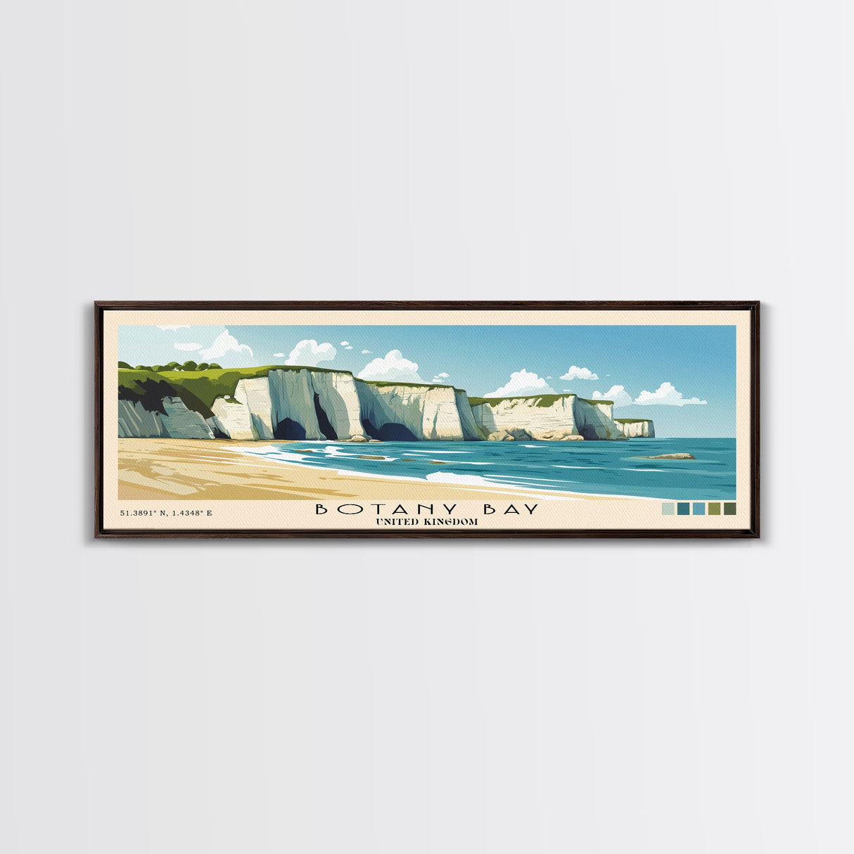 Botany Bay, United Kingdom Panoramic Print, Vacation Gift, United Kingdom Wall Art, Beach Painting, Beach Decor, Beach Or Lakehouse Art