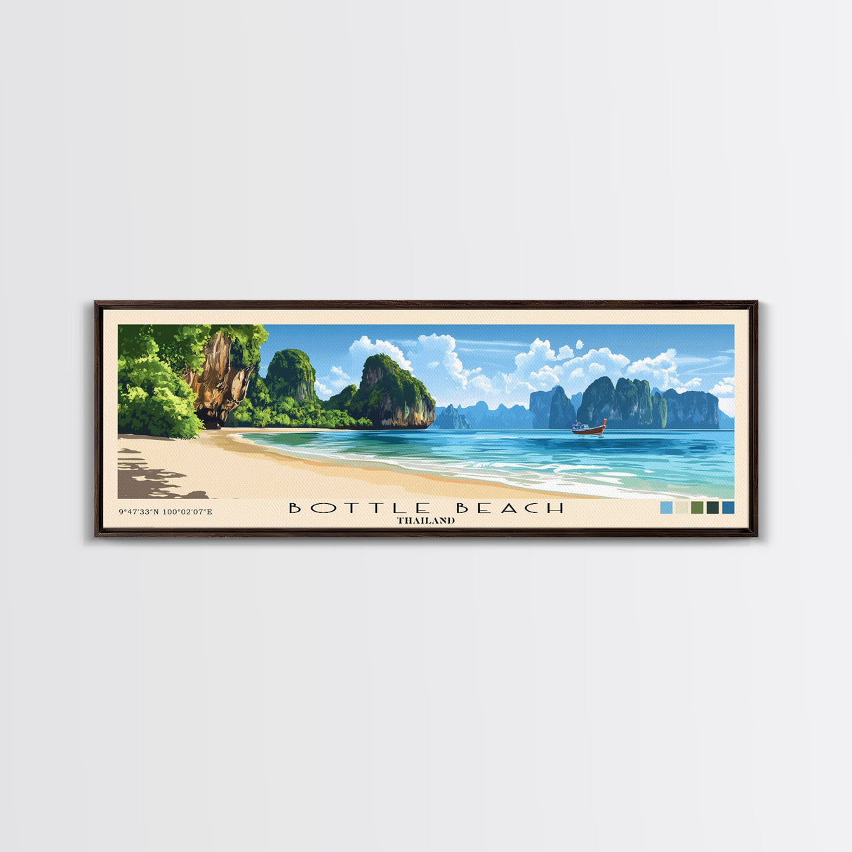 Bottle Beach, Thailand Panoramic Beach Print, Vacation Gift, Thailand Wall Art, Beach Painting, Beach Decor, Beach Painting