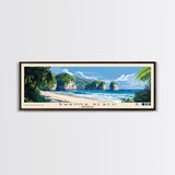 Bwanna Beach, Indonesia Panoramic Beach Print, Vacation Gift, Indonesia Wall Art, Framed Canvas Print, Framed Beach Painting