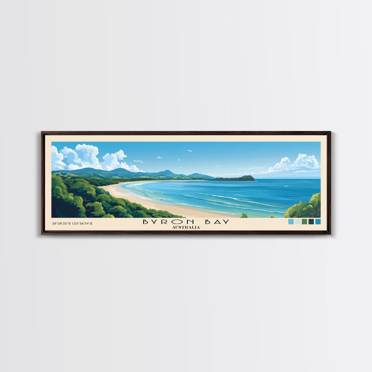 Byron Bay, Australia Panoramic Print, Vacation Gift, Australia Wall Art, Vacation Wall Art, Vacatation Memories, Beach Decor, Beach Or Lakehouse Art