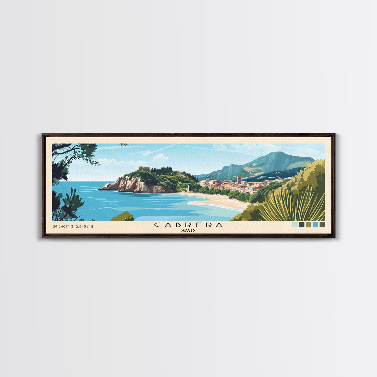 Cabrera, Spain Panoramic Beach Print, Vacation Gift, Spain Wall Art, Beach Painting, Beach Decor, Beach Painting