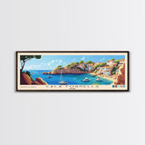 Cala Fornells, Spain Panoramic Beach Print, Vacation Gift, Spain Wall Art, Framed Canvas Print, Framed Beach Painting