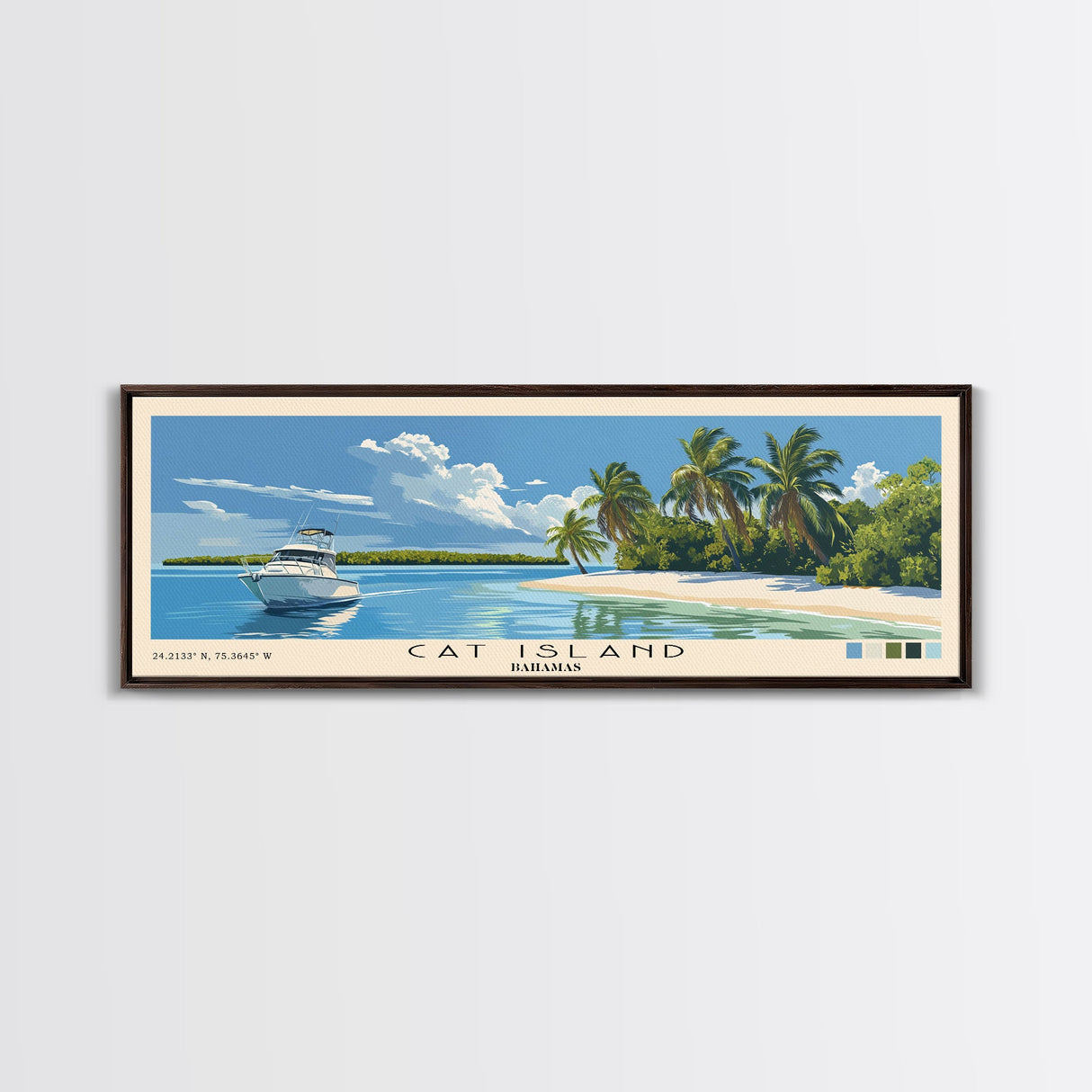 Cat Island, Bahamas Panoramic Beach Print, Vacation Gift, Bahamas Wall Art, Beach Painting, Beach Decor, Beach Painting