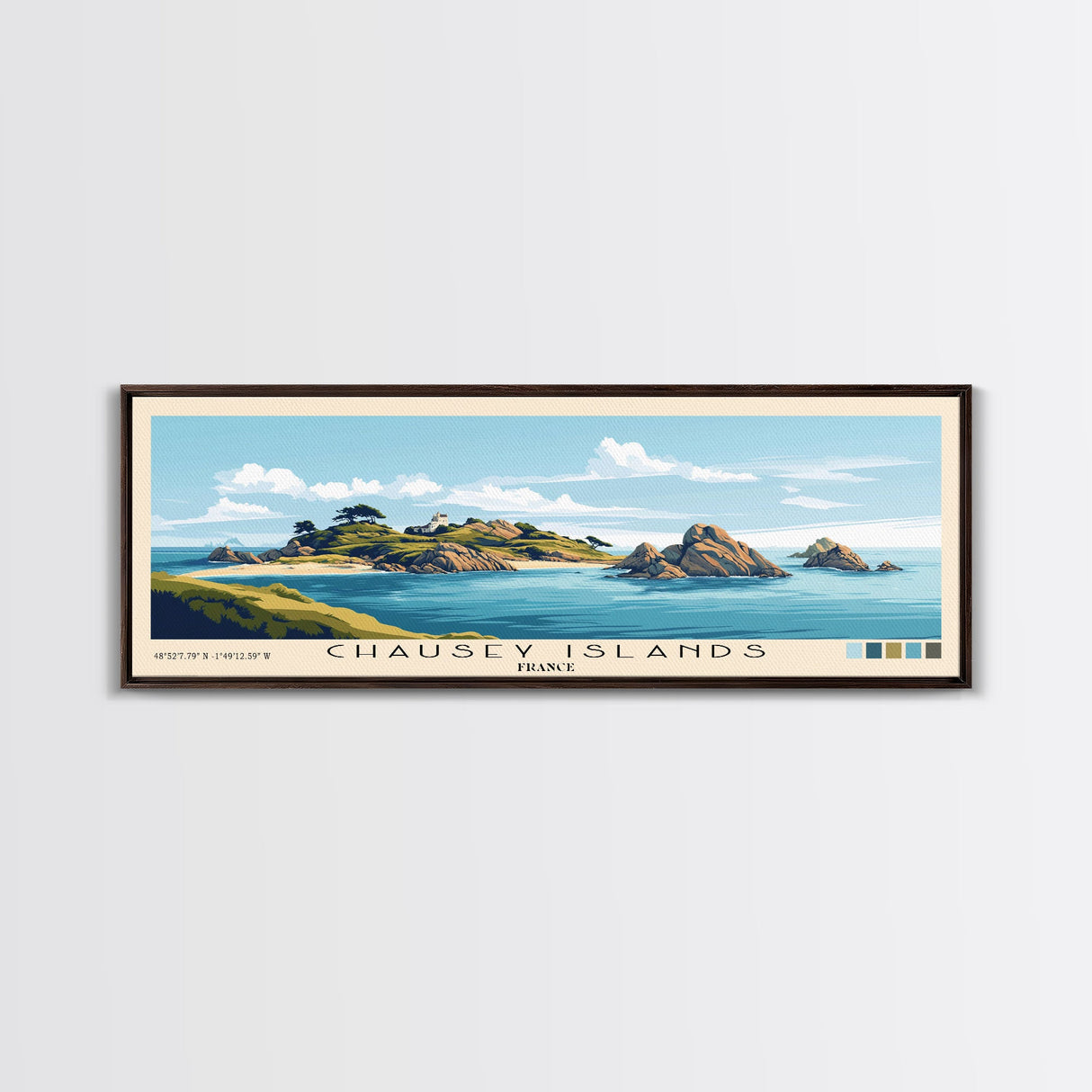Chausey Islands, France Panoramic Beach Print, Vacation Gift, France Wall Art, Beach Painting, Beach Decor, Beach Painting