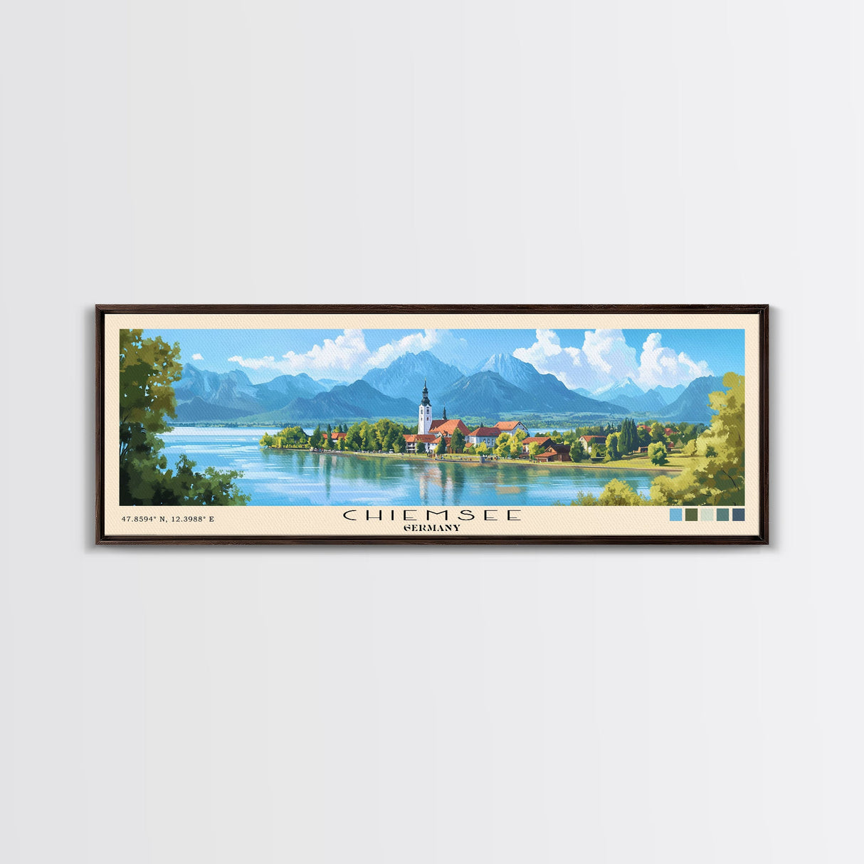 Chiemsee, Germany Panoramic Print, Vacation Gift, Germany Wall Art, Beach Painting, Beach Decor, Beach Or Lakehouse Art