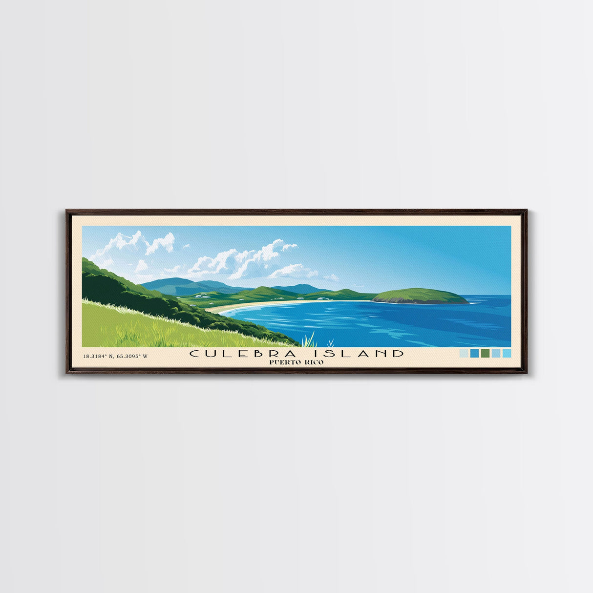 Culebra Island, Puerto Rico Panoramic Print, Vacation Gift, Puerto Rico Wall Art, Vacation Wall Art, Vacatation Memories, Beach Decor, Beach Or Lakehouse Art