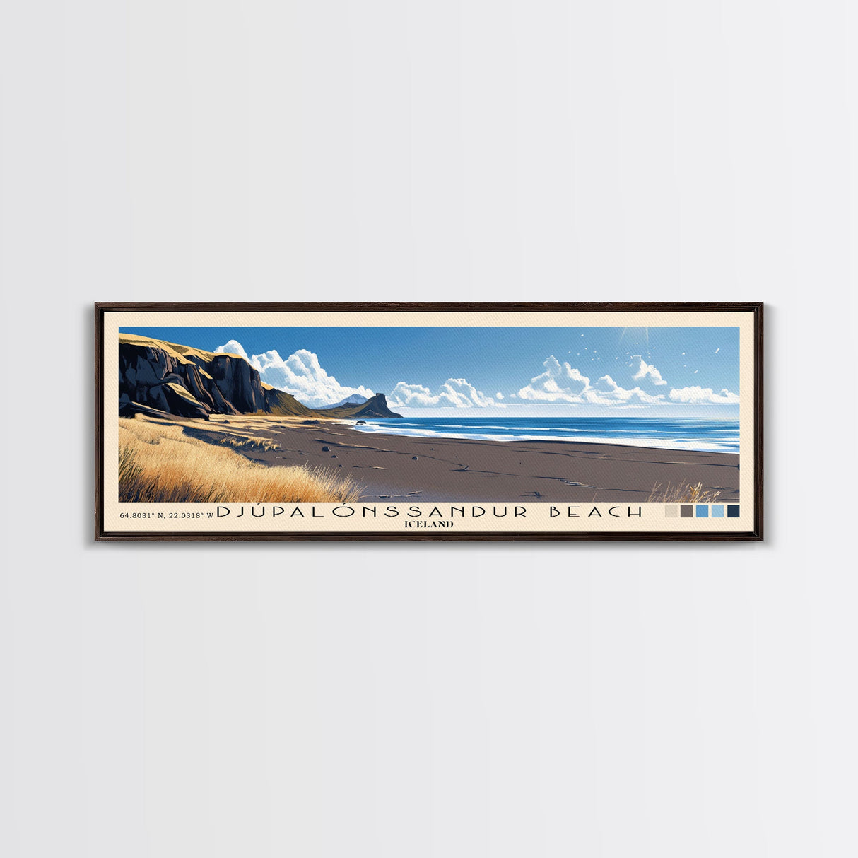 Djúpalónssandur Beach, Iceland Panoramic Print, Vacation Gift, Iceland Wall Art, Vacation Wall Art, Vacatation Memories, Beach Decor, Beach Or Lakehouse Art