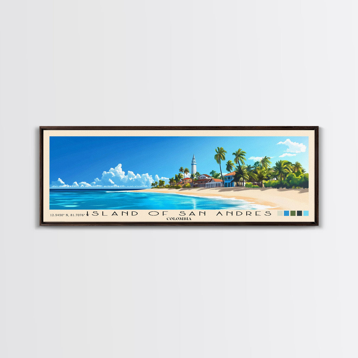 Island of San Andres, Colombia Panoramic Print, Vacation Gift, Colombia Wall Art, Vacation Wall Art, Vacatation Memories, Beach Decor, Beach Or Lakehouse Art