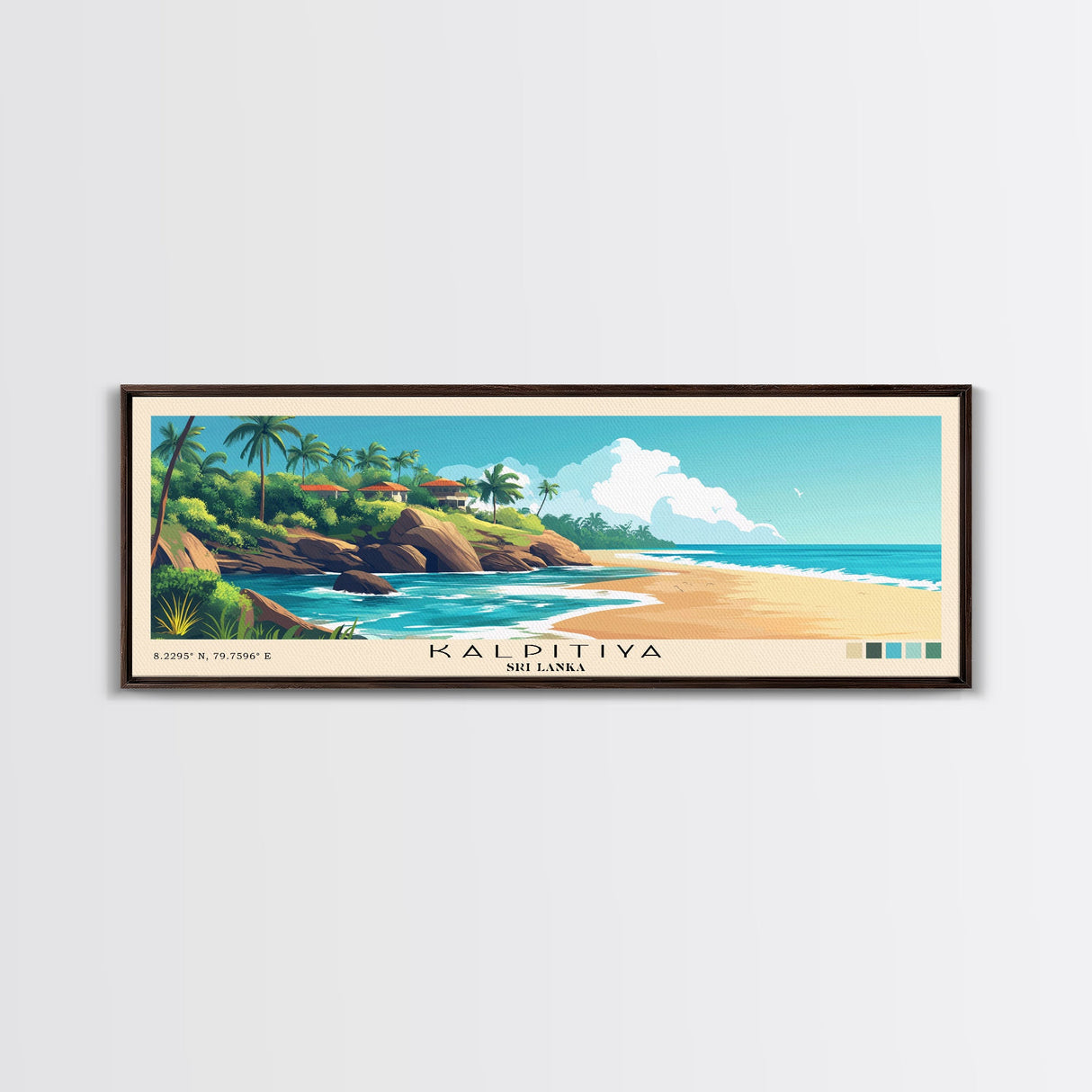 Kalpitiya, Sri Lanka Panoramic Print, Vacation Gift, Sri Lanka Wall Art, Beach Painting, Beach Decor, Beach Or Lakehouse Art