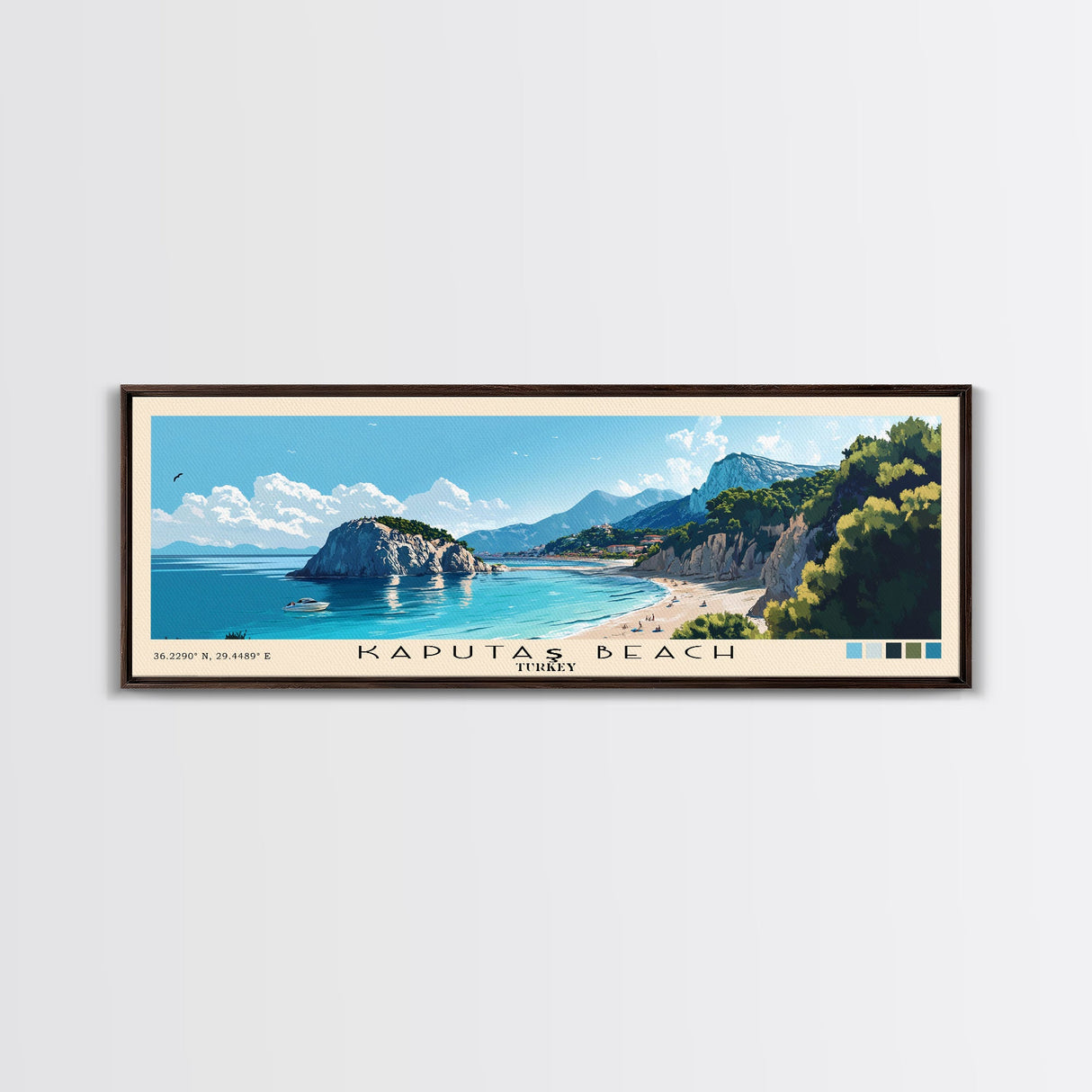 Kaputaş Beach, Turkey Panoramic Print, Vacation Gift, Turkey Wall Art, Beach Painting, Beach Decor, Beach Or Lakehouse Art