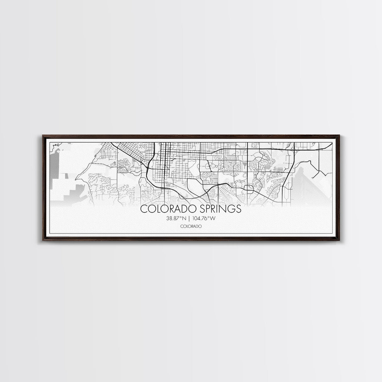 Panoramic Colorado Springs City Map, Colorado Art, Map Print, Minimalist Wall Art, Canvas Art, Housewarming Gift, Street Map, Closing Gift