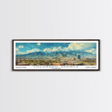 Colorado Springs Colorado Panoramic Watercolor Painting Framed Canvas Print, Travel Poster Art, Mountain Cityscape, Living Room Decor, Wall Art, Office Decoration, Colorado Gift
