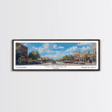 McKinney Texas Panoramic Framed Canvas Print, Beautiful Watercolor Art, Perfect Office Wall Decor, Living Room Art, Travel Poster, City Print