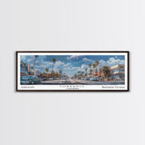 Torrance California Panoramic Framed Canvas Print, Artistic Travel Poster, Retro Wall Art, Unique Living Room Decor, Office Gift, Original Artwork