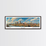 Tulsa Oklahoma Panoramic Framed Canvas Print, Retro Wall Art, Travel Poster, Artistic Living Room Decor, Unique Office Gift, Original Artwork