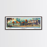 Omaha Nebraska Panoramic Painting, Mid Century Modern Framed Canvas Print, Retro Pop Art Travel Poster, Living Room Art, Home Decor, Office Wall Art, Vintage Style