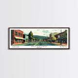 Hillsboro Oregon Panoramic Painting, Mid Century Modern Framed Canvas Print, Retro Pop Art Travel Poster, Office Wall Decor