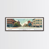 Springfield Illinois Panoramic Art, Mid Century Modern Framed Canvas Print, Retro Pop Art Travel Poster, Office Wall Art, Home Decoration