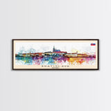 Bratislava Slovakia Wall Art, Panoramic Travel Poster, Panoramic Framed Canvas Print, City Wall Art, Wall Hanging Home Decor, Travel Art