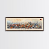 Charleroi Belgium Travel Print Wall Art, Panoramic City Art, Travel Art, Wall Decor, Vacation Gift, Framed Canvas Print Or Metal Art