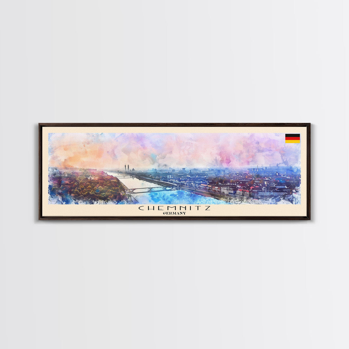 Chemnitz Germany Wall Art, Panoramic Travel Poster, Panoramic Framed Canvas Print, City Wall Art, Wall Hanging Home Decor, Travel Art